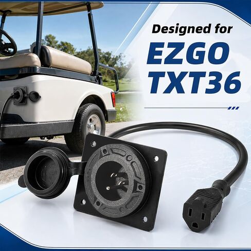 لوحة محول منفذ شاحن THOUSAND SUNNY مع قابس 120 فولت، متوافقة مع عربة الجولف EZGO TXT36 لبطارية الليثيوم المقاومة للماء in Kuwait