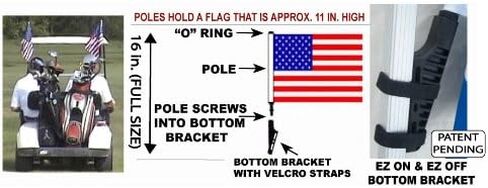 USA Golf Cart Flag with SSP Flags EZ On & Off Bracket in Kuwait
