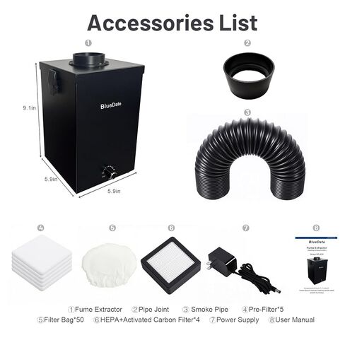 منقي هواء الطابعة ثلاثية الأبعاد متوافق مع Bambu Lab X1C/X1E/P1S/P1P/H2D/H2C/H2D Pro، مستخرج الدخان والرائحة للطابعات ثلاثية الأبعاد، ترشيح 6 مراحل، الكربون المنشط + فلتر HEPA H13 in Kuwait