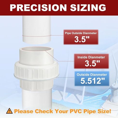 DTGN 1Pcs 3" PVC Union Coupling Pipe Fitting, SCH40 (Socket x Socket) Furniture Grade PVC Slip Union Coupling Adapter for Pipe Connection, Hose Extension, White in Kuwait