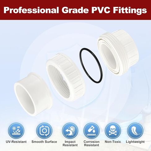 DTGN 1Pcs 3" PVC Union Coupling Pipe Fitting, SCH40 (Socket x Socket) Furniture Grade PVC Slip Union Coupling Adapter for Pipe Connection, Hose Extension, White in Kuwait