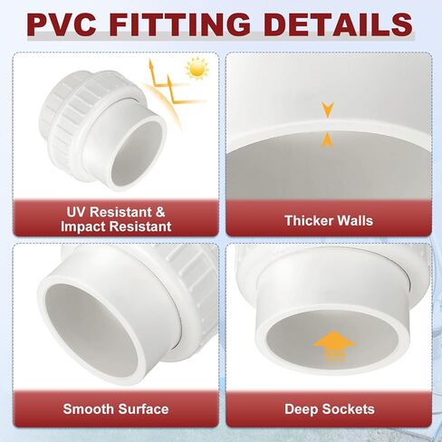 DTGN 1Pcs 3" PVC Union Coupling Pipe Fitting, SCH40 (Socket x Socket) Furniture Grade PVC Slip Union Coupling Adapter for Pipe Connection, Hose Extension, White in Kuwait