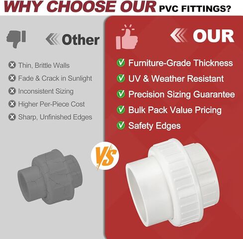 DTGN 1Pcs 3" PVC Union Coupling Pipe Fitting, SCH40 (Socket x Socket) Furniture Grade PVC Slip Union Coupling Adapter for Pipe Connection, Hose Extension, White in Kuwait