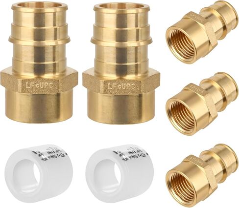 (5-Pack YVSKM) 3/4" PEX-A Expansion × 1/2" Female NPT Adapter, Lead-Free Brass Full Flow Threaded Connection Fitting, ASTM F1960 Certified, Straight PEX-A Pipe Connector for Plumbing & Water Supply in Kuwait