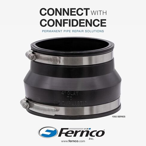 Fernco 1002-44RC وصلات أنابيب PVC محمية من الطين إلى الحديد الزهر أو وصلات السباكة البلاستيكية أو الفولاذية in Kuwait