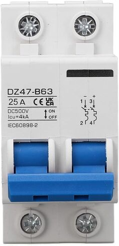 Tyenaza DC Miniature Circuit Breaker, 2 Pole 500V 25A Circuit Breaker B Type DIN Rail Circuit Breaker for Solar Photovoltaic Syst in Kuwait