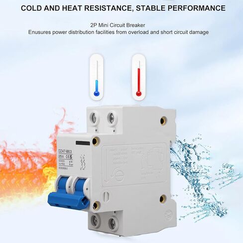 Tyenaza DC Miniature Circuit Breaker, 2 Pole 500V 25A Circuit Breaker B Type DIN Rail Circuit Breaker for Solar Photovoltaic Syst in Kuwait