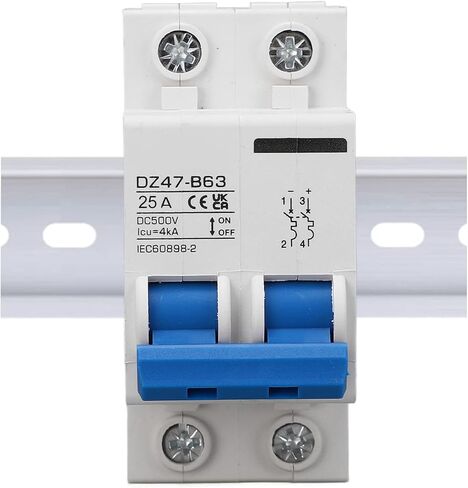Tyenaza DC Miniature Circuit Breaker, 2 Pole 500V 25A Circuit Breaker B Type DIN Rail Circuit Breaker for Solar Photovoltaic Syst in Kuwait