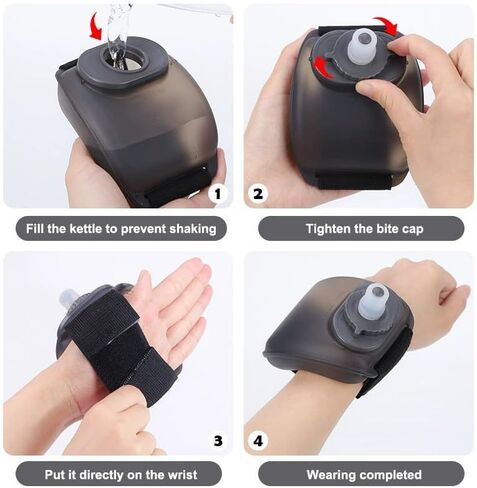 Running Water Bottles Handheld, 7Oz Bike Water Bottle with Adjustable Wrist, Reusable Leakproof Silicone Sports Jug for Marathon Runners Bicycle Cycling Hiking Climbing Jogging, Quick Hydration, Black in Saudi Arabia
