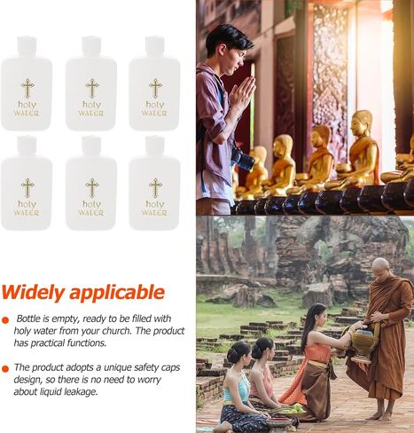 EXCEART 12 Pcs Holy Water Bottles Plastic 4Oz Catholic Holy Water Holder with Gold Cross Screw Cap for Church Baptism Religious Events in Kuwait