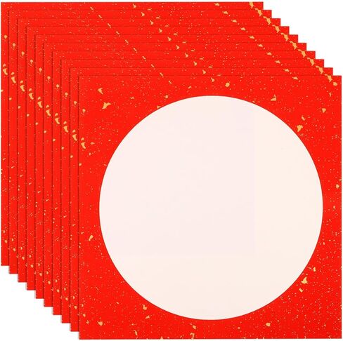 DIYEAH Xuan Paper Shikishi Paper, 10 Sheets Pre-Mounted Calligraphy Paper Rice Paper Round Calligraphy Blank Paper Drawing Rice Paper for Painting Graffiti Wall Art Decoration Red in Saudi Arabia