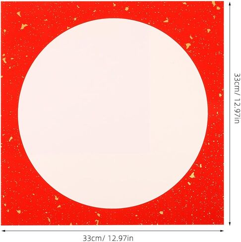 DIYEAH Xuan Paper Shikishi Paper, 10 Sheets Pre-Mounted Calligraphy Paper Rice Paper Round Calligraphy Blank Paper Drawing Rice Paper for Painting Graffiti Wall Art Decoration Red in Saudi Arabia