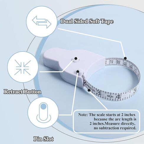 2 PCS Body Measure Tape 60in/150cm, Retractable Measuring Tape with Locking Mechanism and Push-Button Retract, Mini Retractable Tapes Measure for Women Men in Kuwait