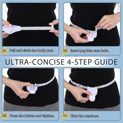 2 PCS Body Measure Tape 60in/150cm, Retractable Measuring Tape with Locking Mechanism and Push-Button Retract, Mini Retractable Tapes Measure for Women Men in Kuwait