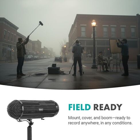 حزمة إنتاج الصوت من Movo Location لميكروفونات البندقية - تتضمن عمود ذراع CMP-17C بطول 9.8 قدم مع كابل XLR مدمج ونظام حماية الزجاج الأمامي/الاهتزاز منطاد in Kuwait