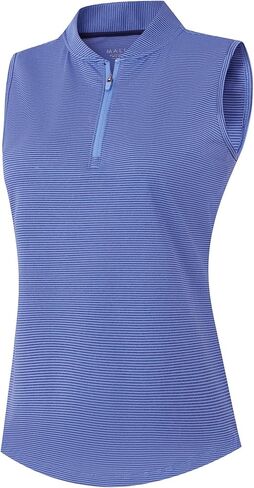 M MAELREG Women's Golf Sleeveless Shirts Quarter Zip Up Tennis Collarless Tank Tops Quick Dry Lightweight Striped Vest in Kuwait
