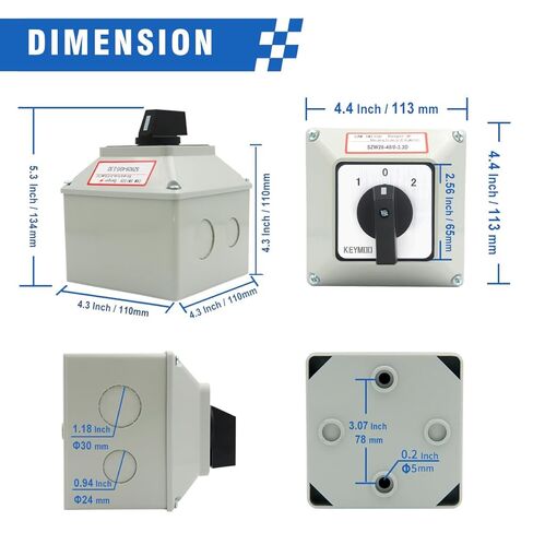 40A Changeover Switch with Exterior Box, 4 Positions 3 Poles, Universal Selector Switch, Cam Switch Box IP65 in Kuwait