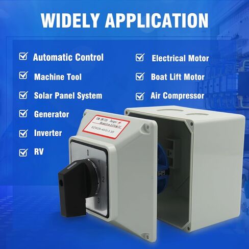 40A Changeover Switch with Exterior Box, 4 Positions 3 Poles, Universal Selector Switch, Cam Switch Box IP65 in Kuwait