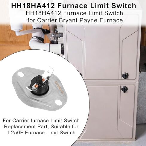 2 قطعة HH18HA452 مفتاح الحد من إطلاق لهب الفرن، L250 مفتاح أمان عالي الحرارة متوافق مع أنظمة Carrier Bryant Payne HVAC البديلة لأجزاء الفرن in Kuwait