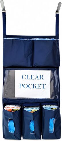 It's Sew EZ Personal Protection Equipment (PPE) Isolation Door Caddy - 6 Pockets - NFPA-701 Fire Retardant Nylon Oxford with Two Stainless Steel Hooks included (Silver, 6 pockets) in Saudi Arabia