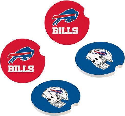 مجموعات قواعد السيارة من NFL Buffalo Bills، 4 قطع (عبوتان من قطعتين)، حشوات حامل أكواب من حجر السيراميك الماص، سجادات مشروبات قابلة للإزالة للسيارات وسيارات الدفع الرباعي والشاحنات، وإكسسوارات سيارات كرة القدم in Kuwait