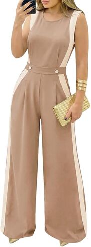 Pink Queen Jumpsuits for Women Dressy Colorblock Sleeveless Wide Leg Rompers Summer Party Elegant Outfits in Saudi Arabia