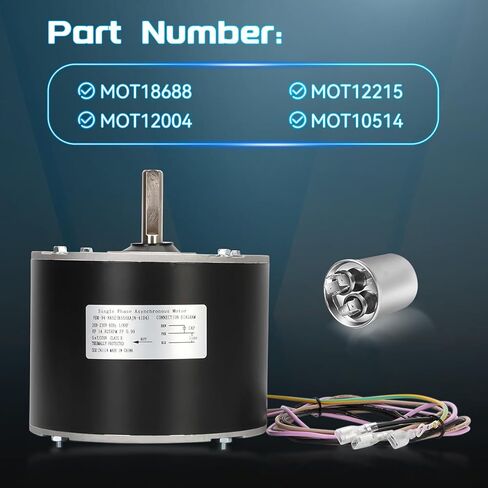 MOT18688 Condenser Fan Motor 1/8 HP 208-230V 825 RPM Replacement for Trane, Replaces MOT12215, MOT12004, MOT10514, HVAC Fan Motor in Kuwait
