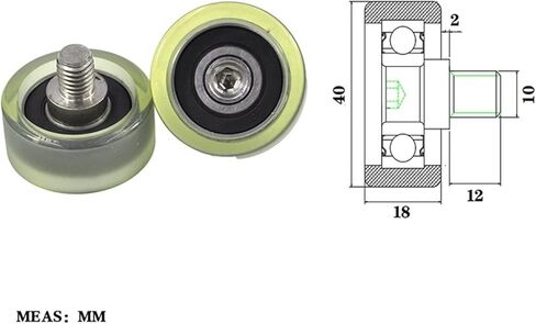 Externally Threaded Polyurethane Molded Bearing PU620140-18C1L12M10 Rubberized Bearing with Threaded Guide Wheel in Saudi Arabia