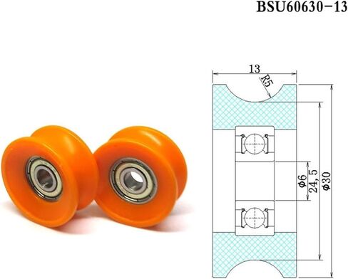 4 Pieces 6x30x13 POM Coated U-Shaped Pulley BSU60630-13 POM U-Shaped Bearing 30mm Diameter Plastic Roller 6 * 30 * 13 in Kuwait