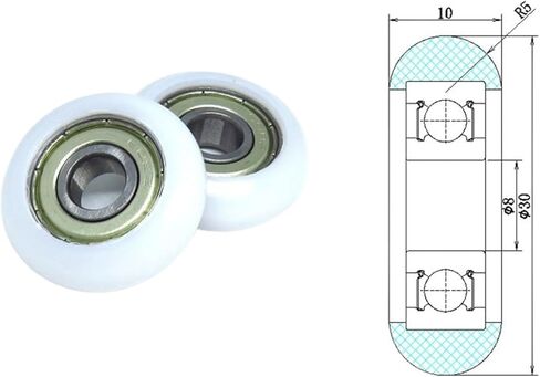 4 Pieces Outer Diameter 30mm Rowing Machine Rollers 8x30x10mm BSR60830-10 POM Rowing Machine Wheels Plastic Coated Bearing Wheels in Saudi Arabia