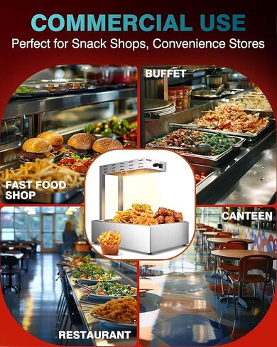 Wantjoin French Fry Warmer - 10.5QT Large Food Heat Lamp for Chips Commercial Heat Light Free, Food Warmer Countertop, Standing Warming Dump Station Churros Fried Food, Home, Restaurant, Silver in Kuwait