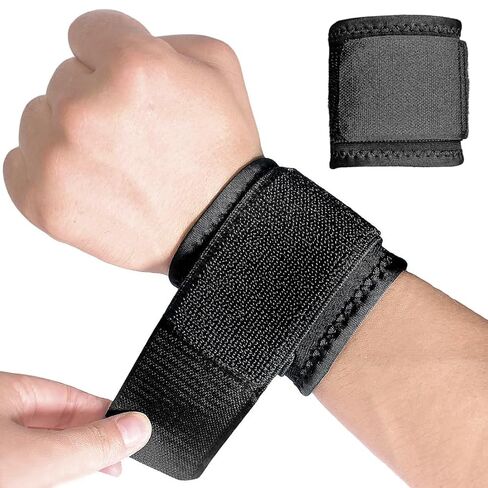 2 Pack Wrist Brace, Wrist Straps for Carpal Tunnel for women and men, Wrist Support Brace for Weightlifting, Working Out and Pain Relief. Flexible, Highly Elastic, Adjustable (A-Black) in Kuwait