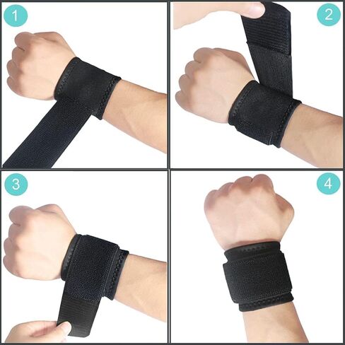 2 Pack Wrist Brace, Wrist Straps for Carpal Tunnel for women and men, Wrist Support Brace for Weightlifting, Working Out and Pain Relief. Flexible, Highly Elastic, Adjustable (A-Black) in Kuwait