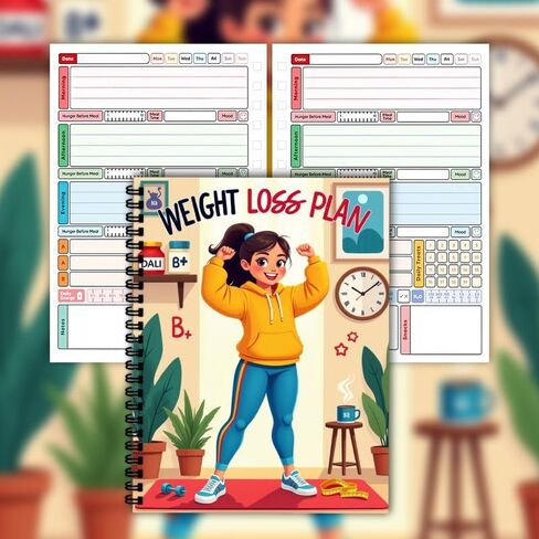 104 Pages Weight Loss Journal, A5 Spiral Fitness Journal Weightloss notebook with Daily Trackers for Women’s Goals (Colorful) in Kuwait