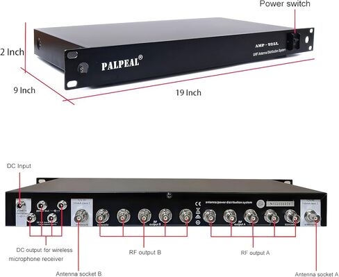 AMP-925L 10 Channels UHF Wireless Antenna Distribution System,8 Outputs +2 Cascade Ports,Wireless Microphone Antenna Amplifier/Signal Amplifier,Active Directional Antenna Paddle in Kuwait