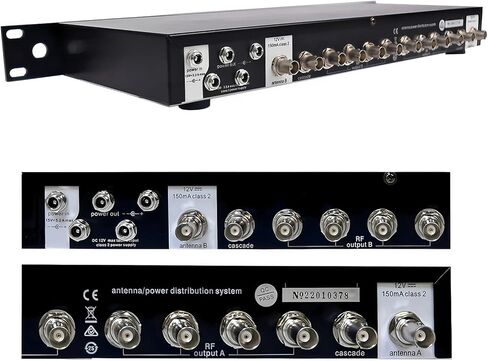 AMP-925L 10 Channels UHF Wireless Antenna Distribution System,8 Outputs +2 Cascade Ports,Wireless Microphone Antenna Amplifier/Signal Amplifier,Active Directional Antenna Paddle in Kuwait