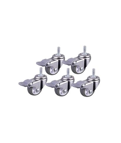 5 Pack 1 inch Gray TPE Screw Brake Wheel M6 with Locking Pulley in Kuwait