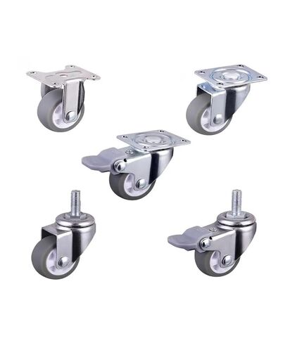 5 Pack 1 inch Gray TPE Screw Brake Wheel M6 with Locking Pulley in Kuwait