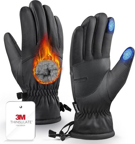 -10℉ Winter Gloves Men Women Made with 3M Insulation & Plush Lining, Windproof & Water-Resisitant Glove for Cold Weather with Touchscreen Fingers, for Running in Saudi Arabia