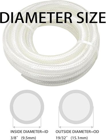 JoyTube 3/8 "ID x 10FT أنابيب الفينيل البلاستيكية الشفافة المضفرة ذات الضغط العالي، أنابيب خرطوم مرنة شديدة التحمل خالية من مادة BPA وغير سامة in Kuwait