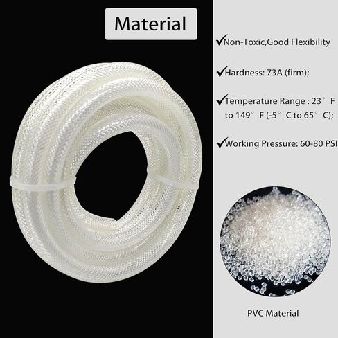 JoyTube 3/8 "ID x 10FT أنابيب الفينيل البلاستيكية الشفافة المضفرة ذات الضغط العالي، أنابيب خرطوم مرنة شديدة التحمل خالية من مادة BPA وغير سامة in Kuwait