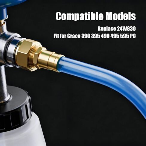 24W830 Airless Sprayer Piston Pump Side Tube Fit for Graco 390 395 490 495 595 PC, Coupled Hose Blue 0.5 inch in Kuwait