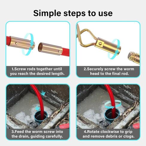 Pro 30ft Drain Rod Set Kit in Carry Bag Professional Heavy Duty Unlock Plunger Worm Scraper Cleaning Rods Rodding 14 PC 9m Length in Kuwait