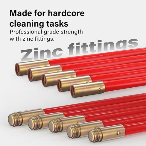 Pro 30ft Drain Rod Set Kit in Carry Bag Professional Heavy Duty Unlock Plunger Worm Scraper Cleaning Rods Rodding 14 PC 9m Length in Kuwait