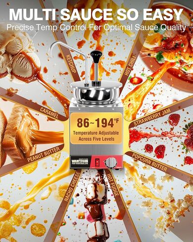 WantJoin Nacho Cheese Dispenser with Pump - 4.6QT Commercial Cheese Warmer, Stainless Steel Hot Fudge & Caramel Warmer with 86-185°F Temperature Control in Kuwait