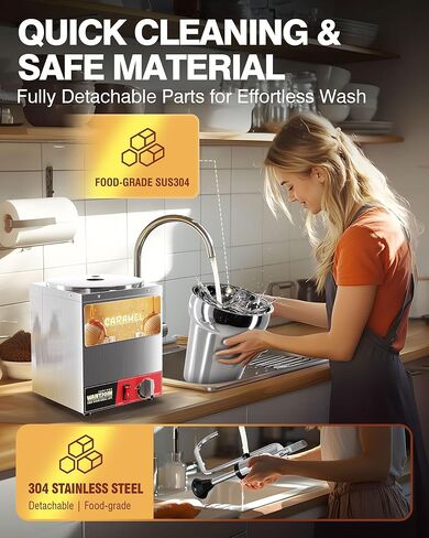 WantJoin Nacho Cheese Dispenser with Pump - 4.6QT Commercial Cheese Warmer, Stainless Steel Hot Fudge & Caramel Warmer with 86-185°F Temperature Control in Kuwait