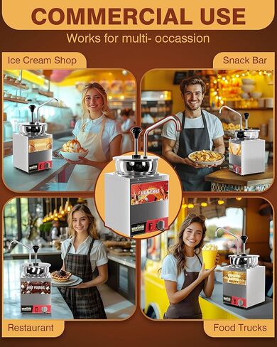 WantJoin Nacho Cheese Dispenser with Pump - 4.6QT Commercial Cheese Warmer, Stainless Steel Hot Fudge & Caramel Warmer with 86-185°F Temperature Control in Kuwait