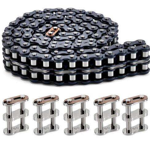 50-2 Roller Chain Double Strand Duplex 10 Feet with 5 Connecting Link for Gate Openers Machine Equipment in Kuwait