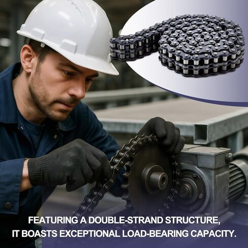 50-2 Roller Chain Double Strand Duplex 10 Feet with 5 Connecting Link for Gate Openers Machine Equipment in Kuwait