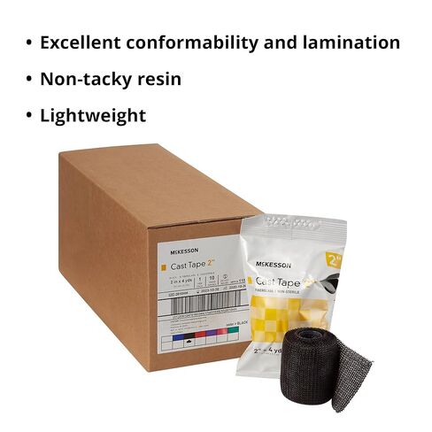 McKesson Cast Tape, Fiberglass, Black, 2 in x 4 yds, 1 Count, 10 Packs, 10 Total in Kuwait